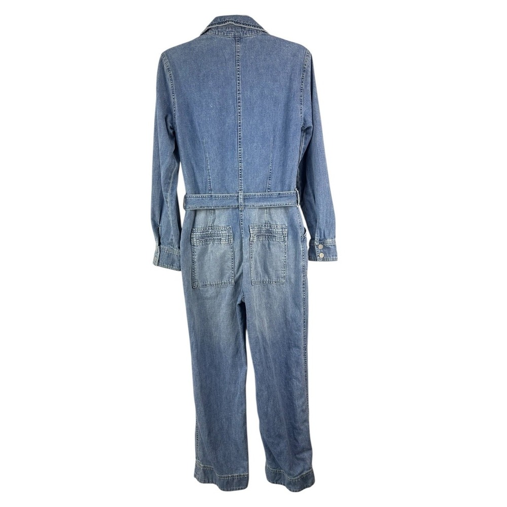 Free People Charlie Denim Jumpsuit Womens Sz 4 Coverall Pockets Zip Front - Picture 5 of 13